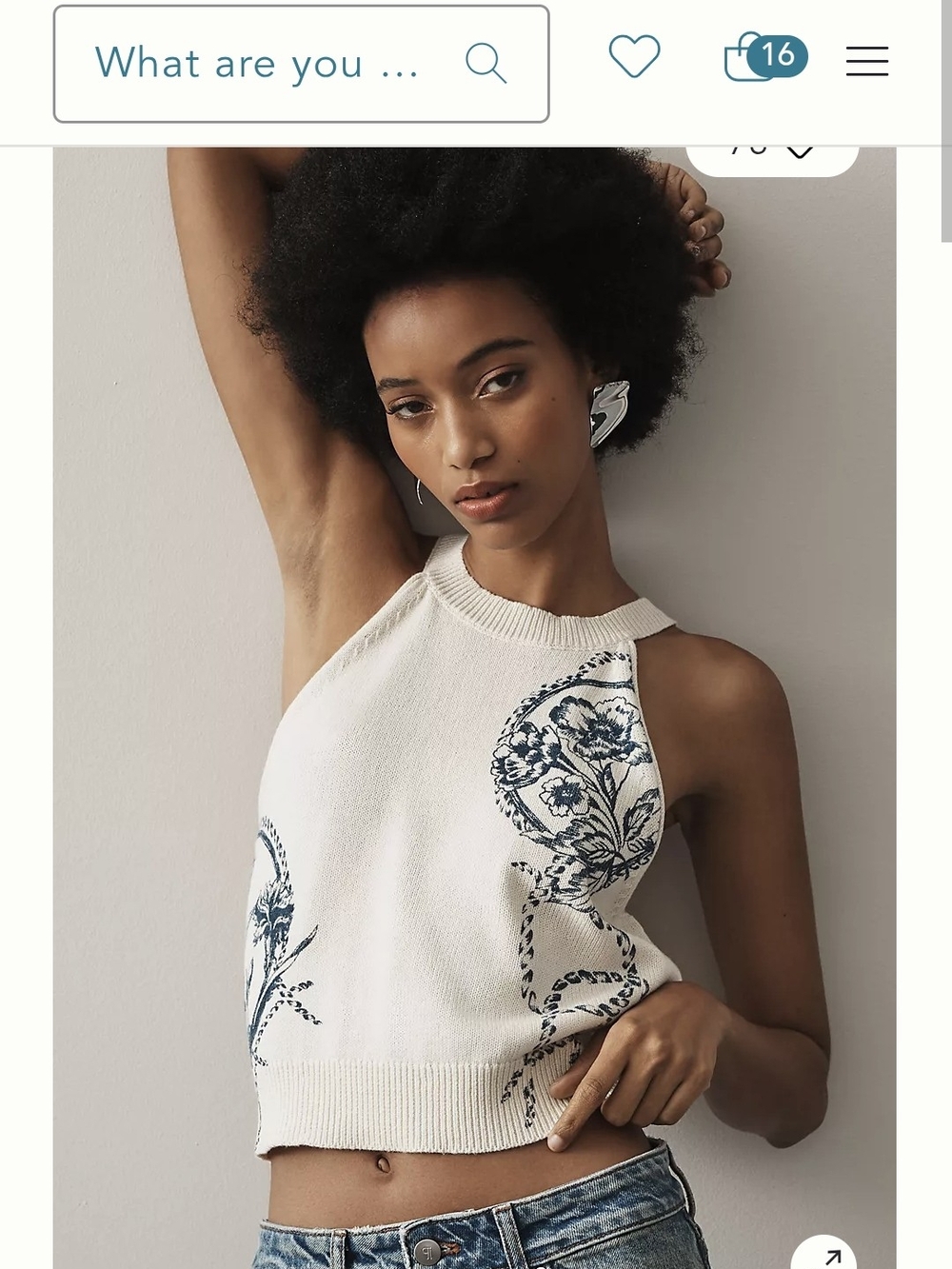 Anthropologie Cream And Blue Sweater Tank